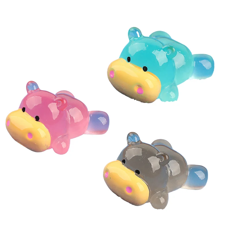 1Pcs Cute Luminous Hippo Micro Landscape Ornament Outdoor Glowing Miniature Statue Potted Garden Home Decoration