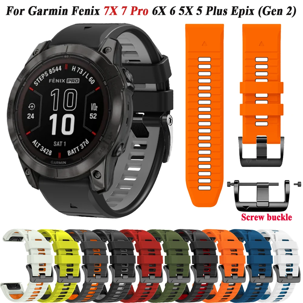 

Ремешок для часов QuickFit 26 22 мм, силиконовый браслет для Garmin Fenix 6 6X Pro 5 5X Plus Epix 2 3HR Fenix7 7X Pro 47 51 мм