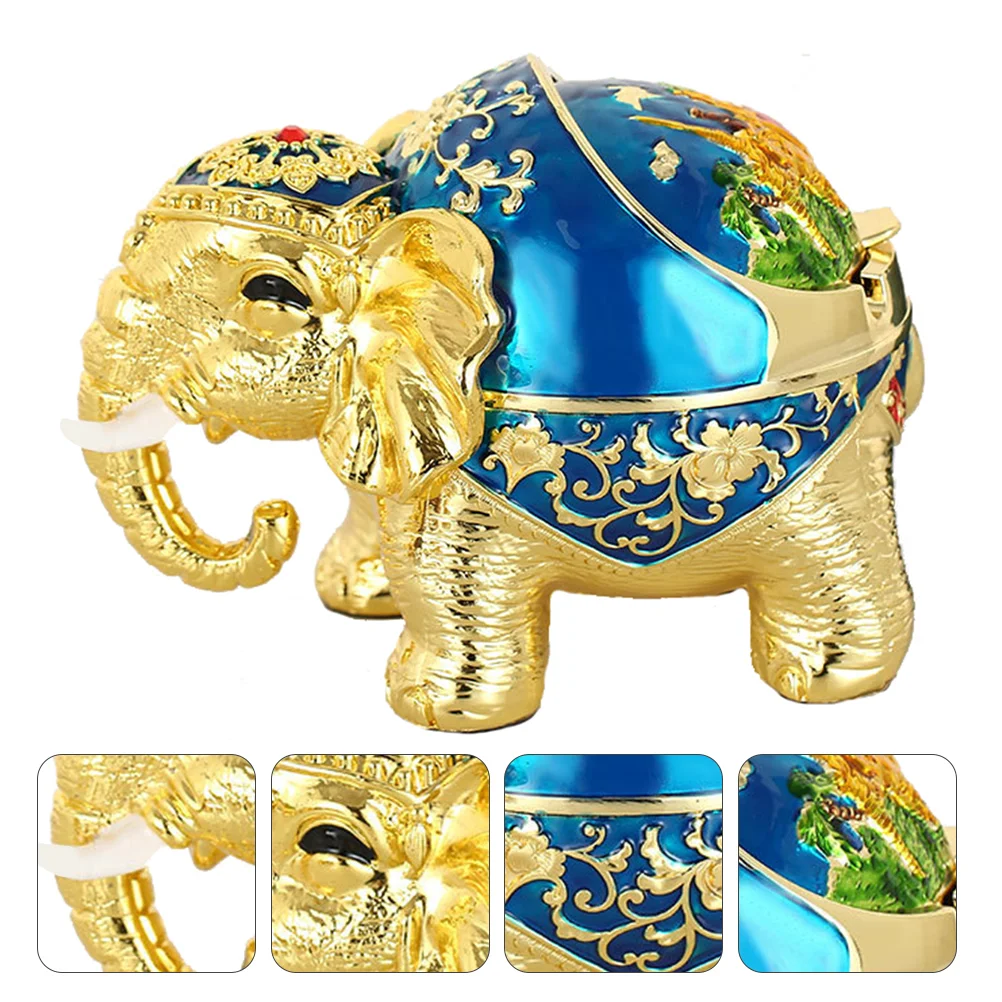

Container Lid Container Animal Figurine Holder Metal Elephant Ashtray Ashtray