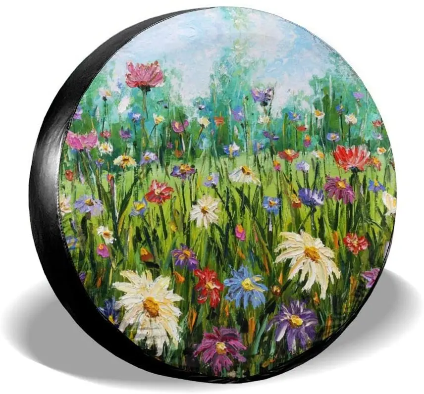 

Wildflowers Spring Spare Tire Cover Waterproof Dust-Proof UV Sun Wheel Tire Cover Fit for Jeep,Trailer, RV, SUV