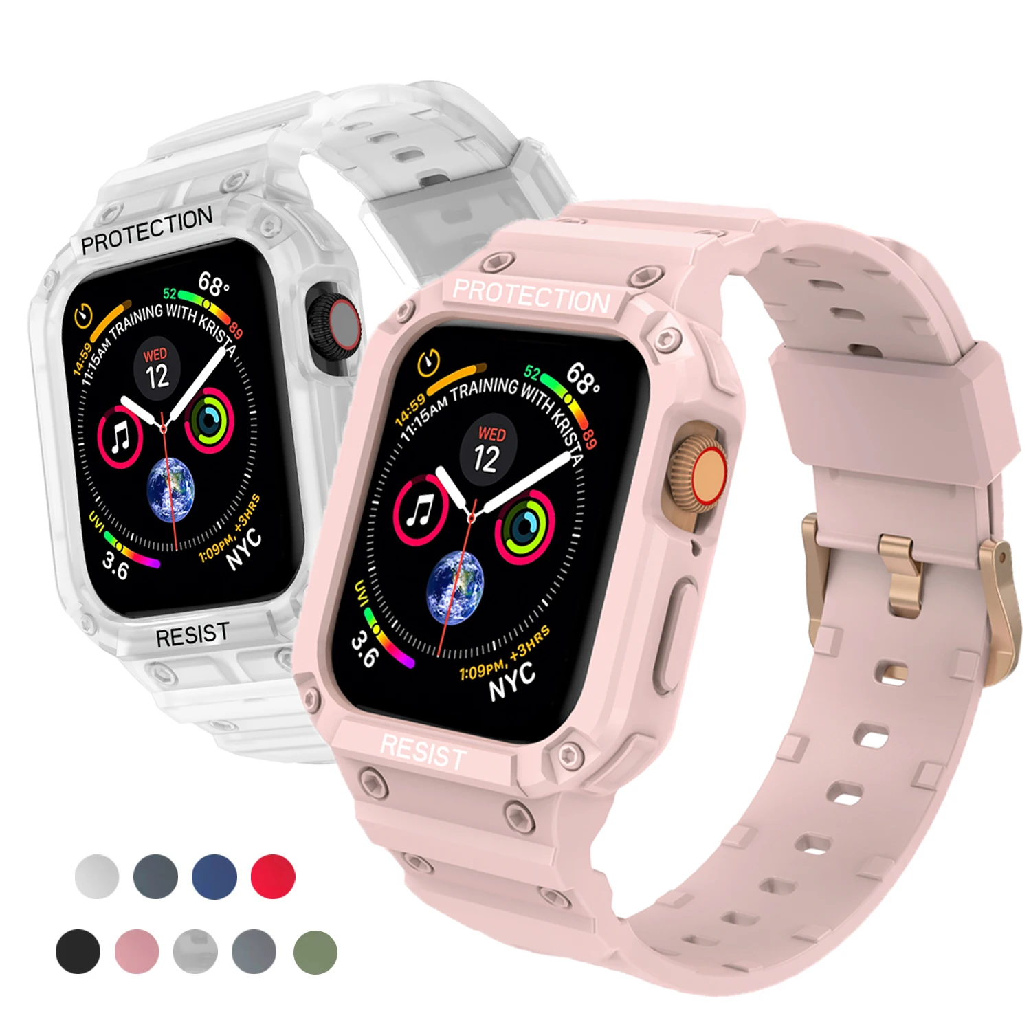 

Чехол и ремешок для Apple Watch band 44 мм 40 мм 45 мм 41 мм 38 мм 42 мм, Силиконовый ТПУ защитный чехол для браслета iWatch series 3 4 5 6 se 7