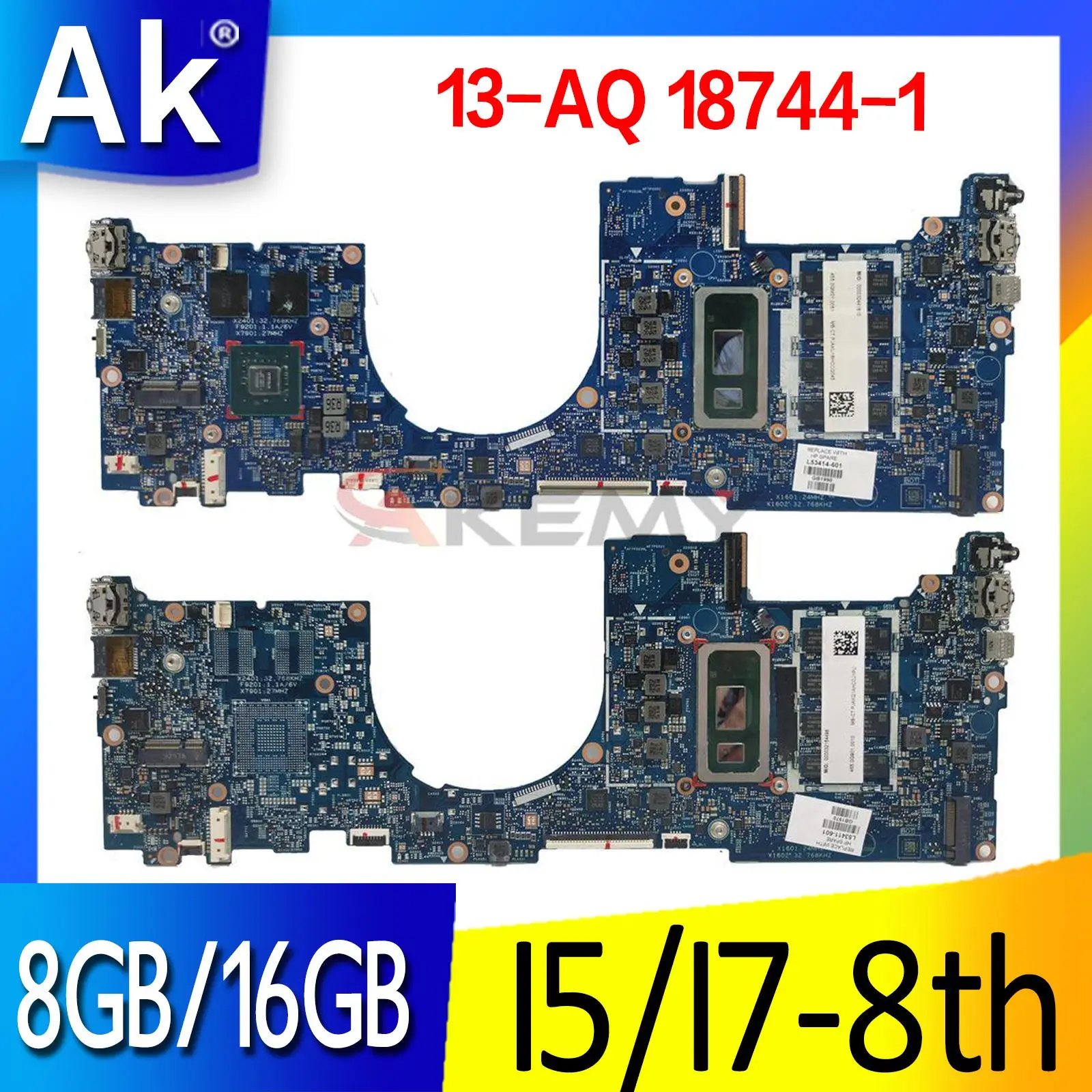 

For HP ENVY 13-AQ Laptop motherboard Mainboard with I5 I7 CPU 8GB 16GB RAM V2G GPU 18744-1 Motherboard
