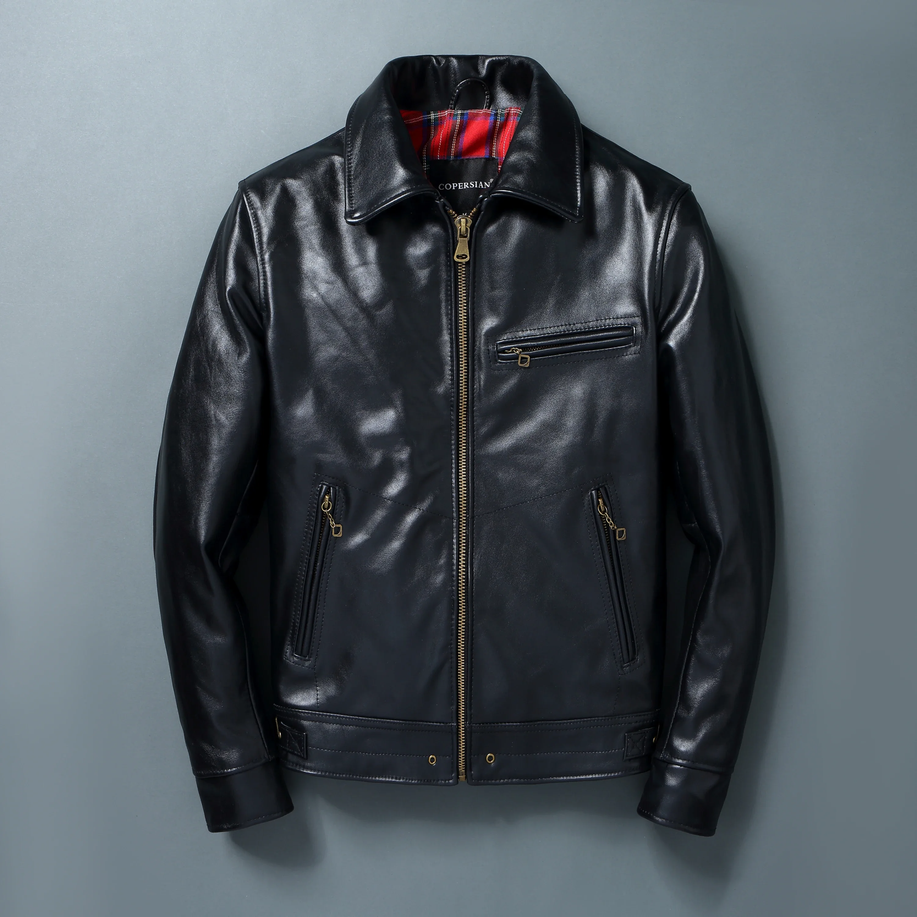 Черная классическая мужская куртка из натуральной воловьей кожи простая тонкая