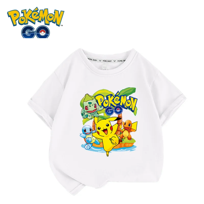 

Покемон аниме периферийная милая и красивая мультяшная Пикачу с короткими рукавами хлопковая Тонкая Повседневная футболка с принтом оптовая продажа