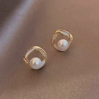 simple geometry earrings fashion temperament simulated pearl flower earrings female jewelry party gift accessories