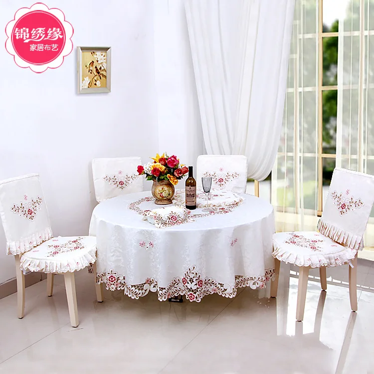 

Современные искусственные наборы, подушки для стульев, скатерти с вышивкой, скатерти, универсальные чехлы, салфетки, круглые столы,