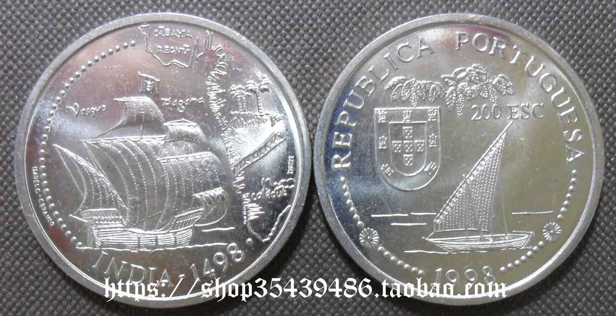 

Europe-Portuguese Republic 500 Th Anniversary of the Discovery of India on 1998 200 Escudos Commemorative Coin
