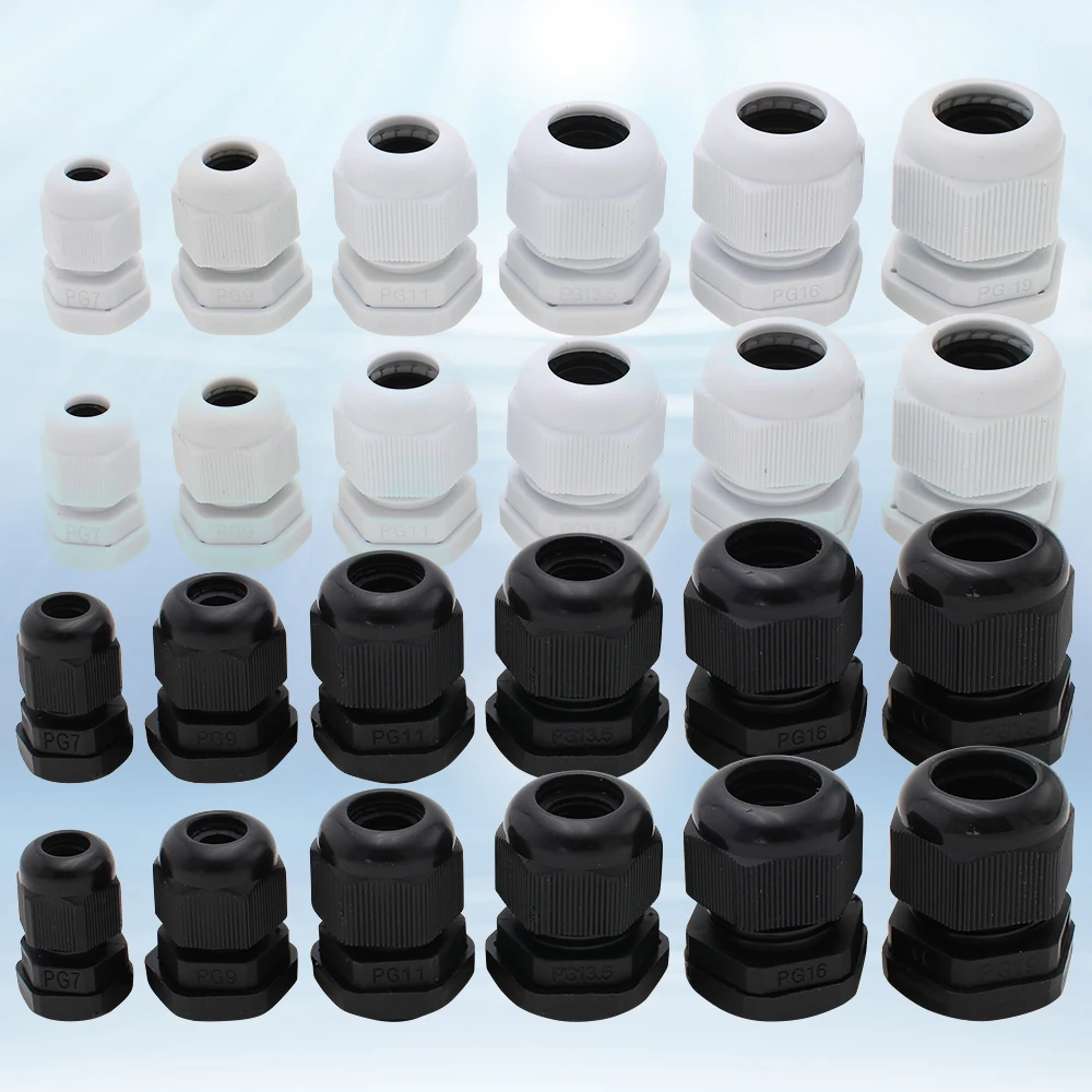 

3Pcs 5Pcs 10Pcs Cable Glands Black & White Plastic Nylon Waterproof Joints IP68 Cable Connector For PG7 PG9