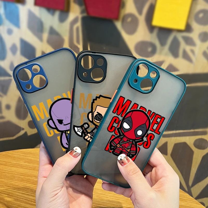 

Marvel Avengers Hero For Apple iPhone 13 12 11 Pro Max Mini XS Max X XR 7 8 Plus Frosted Translucent Phone Case Capa Cover Coque