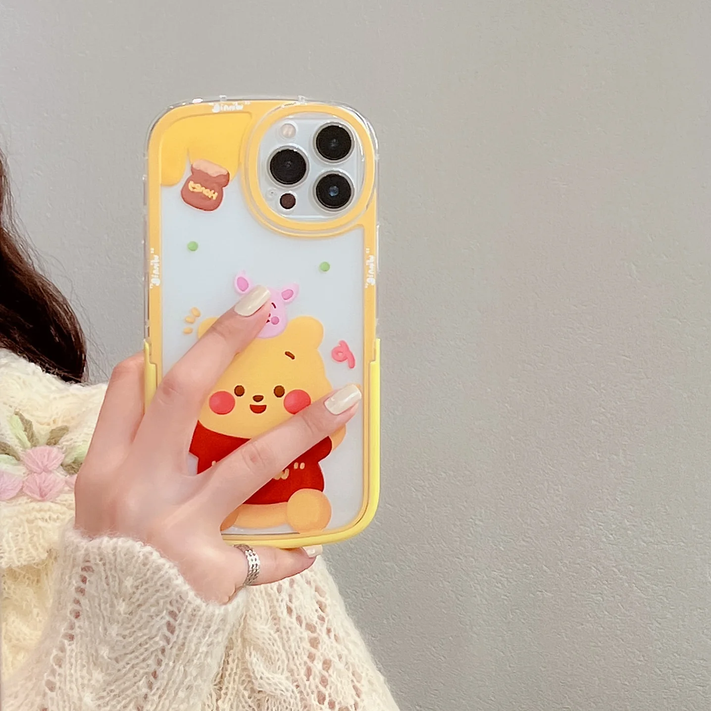 

Disney Winnie The Pooh Piglet Bracket Phone Case For IPhone 13 12 11 Pro Max XR XS MAX X Couple Cartoon Anti-drop Soft TPU Cover