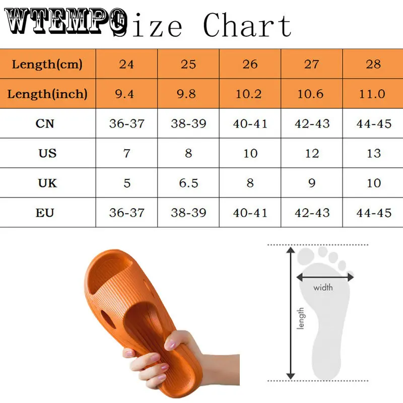 WTEMPO Women Bathroom Shower Slippers Couples Home Soft Sole Non Slip Slides EVA Anti-Slip Indoor Shoes Wholesale Dropshipping