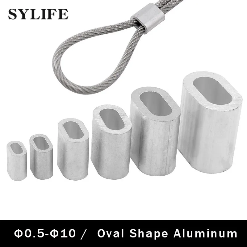 100 шт. от 0,5 до 10 разных размеров стальной трос, крепежный зажим, алюминиевые наконечники в форме эллипса, ОБЖИМНАЯ петля, фитинги, овальные зажимы