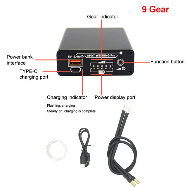 9 Gear Spot Welder USB Power Bank