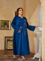 toleen womens plus size large elegant maxi dresses 2022 blue long sleeve abaya oversized muslim party evening festival clothing
