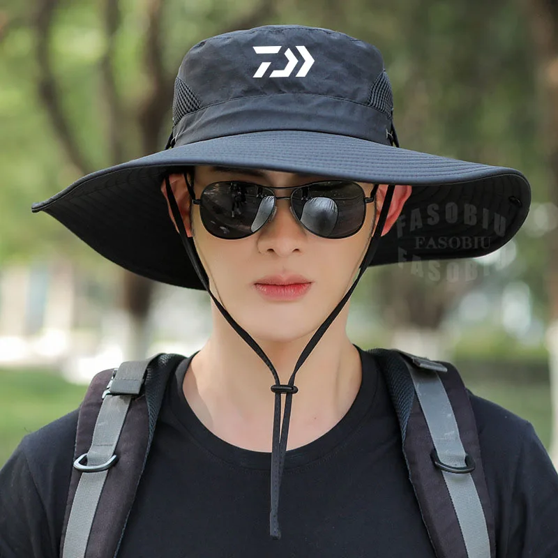 

Summer Outdoor Sports Men's Fishing Hats Sunscreen Uv Protection Breathable Sunshade Quick-Drying Big Eaves Fishing Caps
