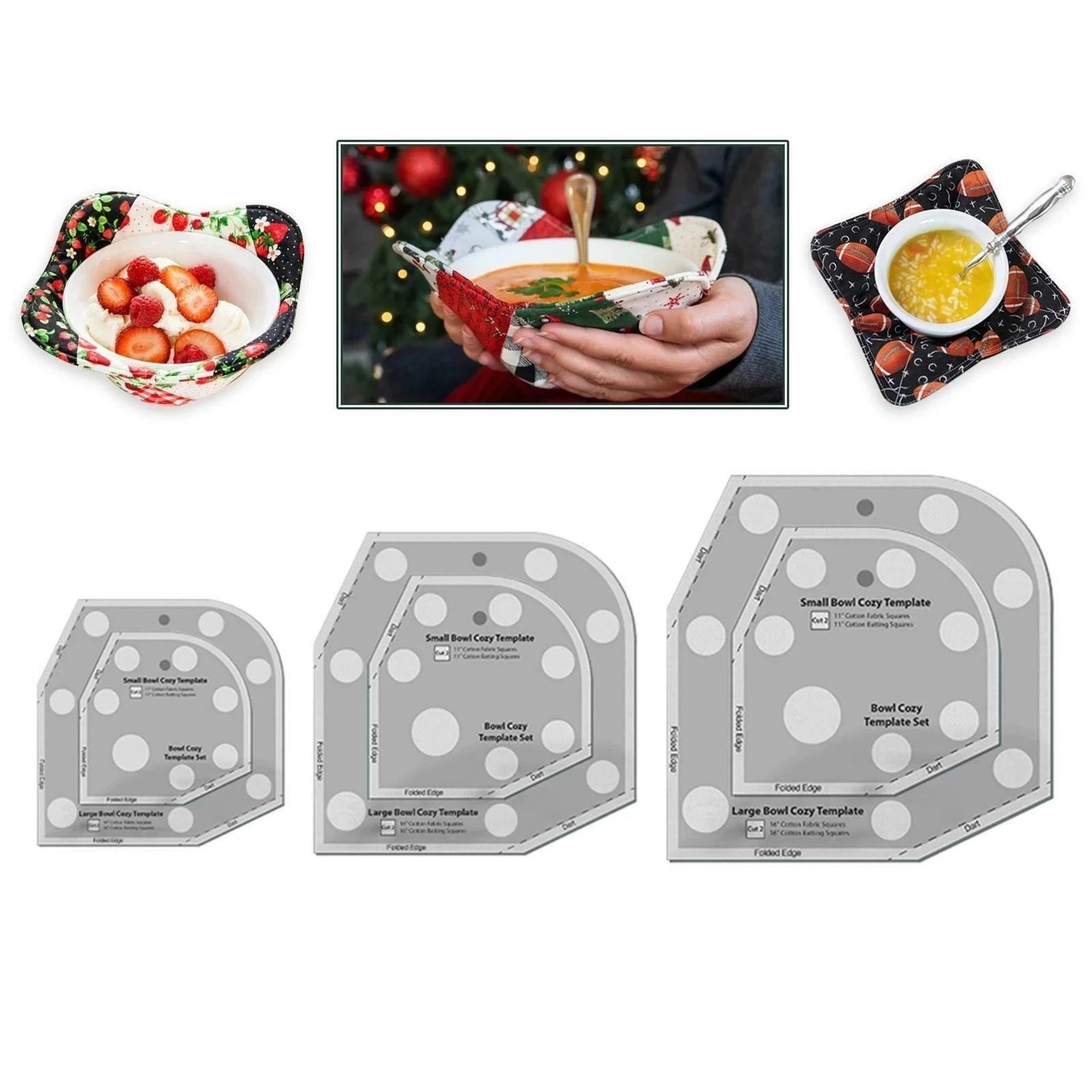 

6/8/10 Inch Bowl Cozy Template Cutting Ruler Set Bowl Cozy Pattern Template DIY Craft Set Dropshipping