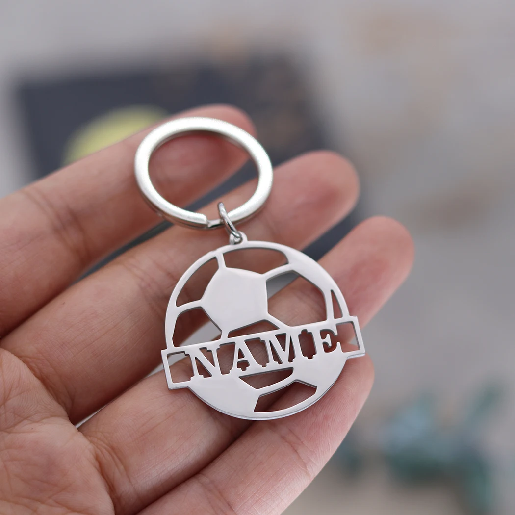 Футбольный брелок из нержавеющей стали с индивидуальным именем для женщин и