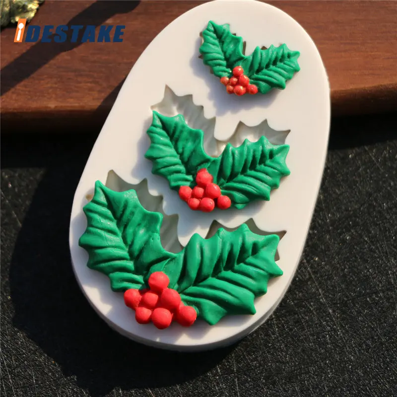 

Holly Leaves Mould Fondant Cake Decorating Silicone Mold Chocolate Christmas Cake Candy Molds Cookies Pastry DIY Baking Tool