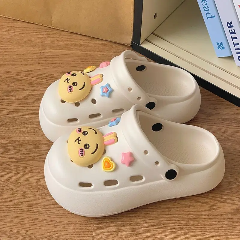 Фото Летние тапочки Kawaii Usagi 2026 для девочек, милые домашние тапочки из ЭВА, аниме-тапочки, нескользящие сандалии на толстой подошве №1