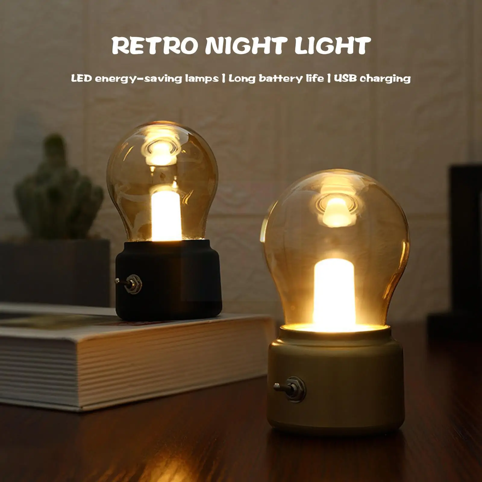 

Винтажная светодиодная лампа, ночник в стиле ретро с Usb, 5 В, перезаряжаемая лампа для письма, настольная лампа с аккумулятором, декоративное ...