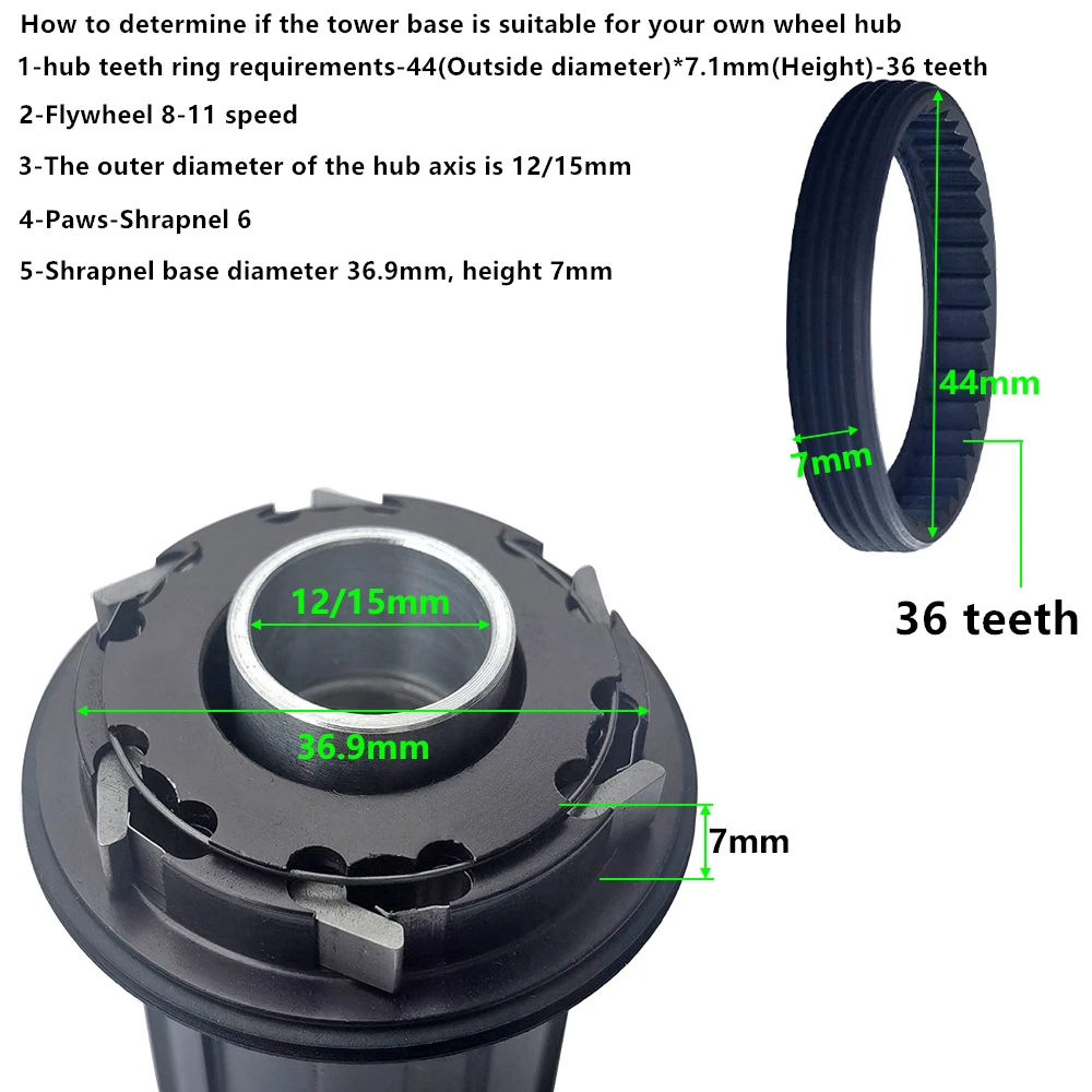 Велосипедный 6 когтей башенный подшипник ступицы 72 Кольцо Freehub 11 скоростей