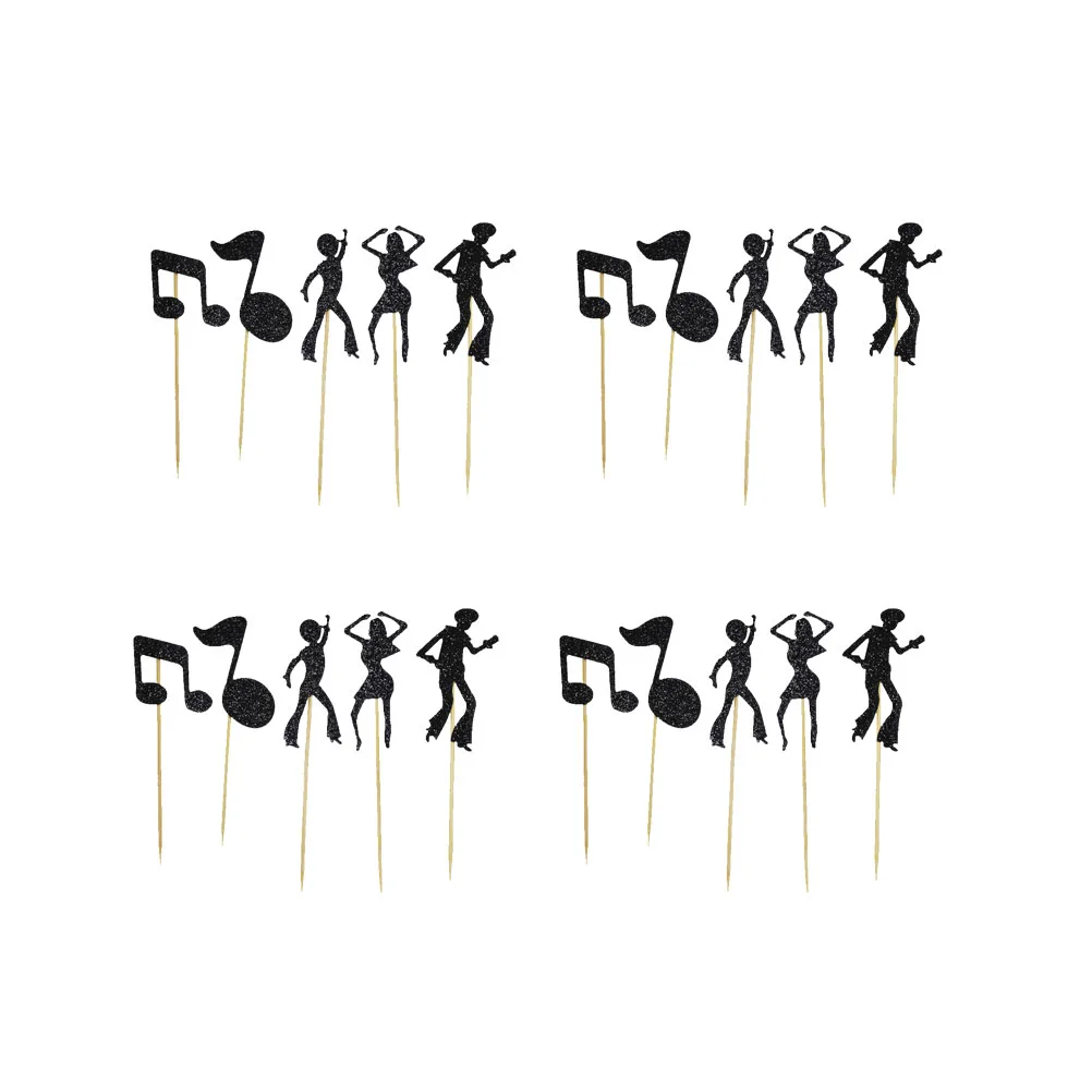 

20 Pcs Food Baby Decor Glitter Music Notation Picks Cake Decoration Musical Party Decorations Bamboo