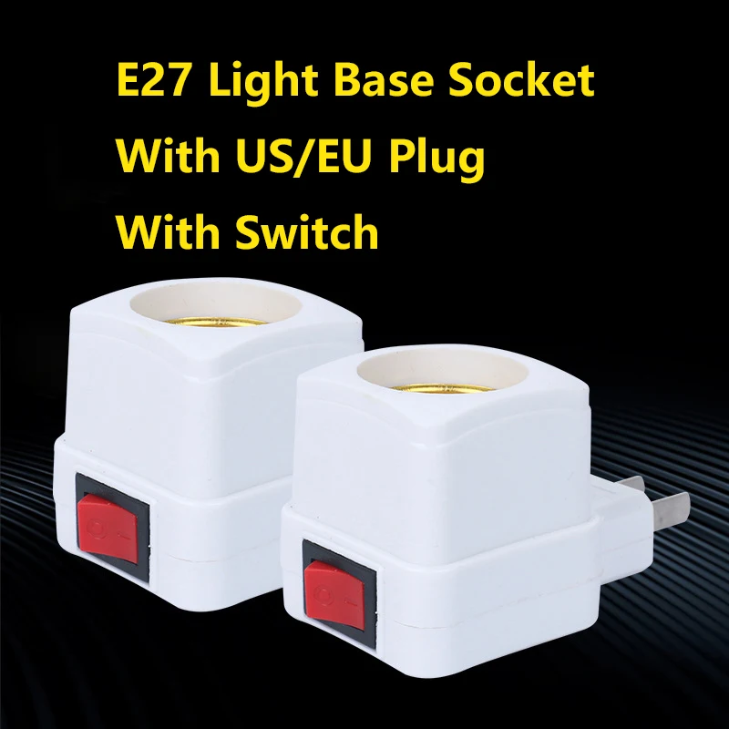 

E27 Light Socket Lamp Base Portable E27 Bulb Socket Holder With Switch US EU Plug In Adapter Converter Safety Flame Retardant