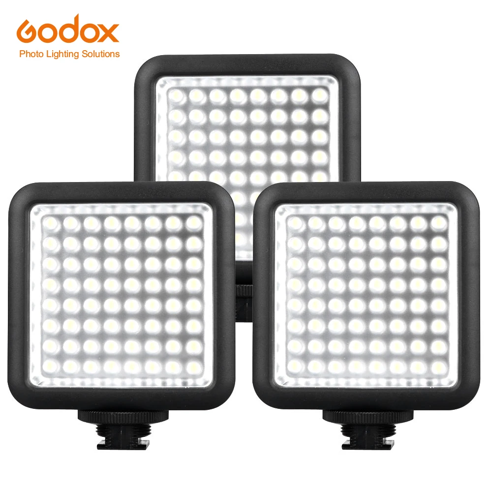 

3PCS Godox LED 64 photo camera lights Video Lamp LED64 Lights For Nikon Canon Sony Digital Camera Camcorder DV