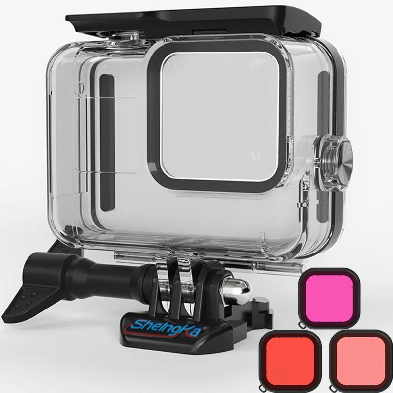 

Водонепроницаемый чехол с цветными фильтрами для Gopro Hero 8, Черный Защитный чехол для подводной съемки с квадратным фильтром