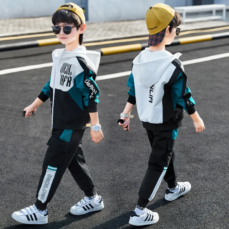 

Boys Suit Coat+Pants Cotton 2Pcs/Sets 2023 Cheap Spring Autumn Sports Sets Teenagers Tracksuit Children Clothing