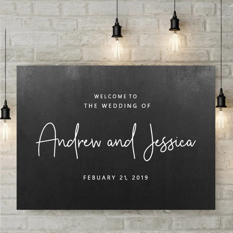 

Wedding Welcome Sign Sticker Custom Bride Groom Names Date Vinyl Decals Romantic Wedding Mirror Decor Personalized Murals