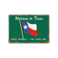 custom wood appearance metal bar signwelcome to texas drive friendly vintage look metal sign