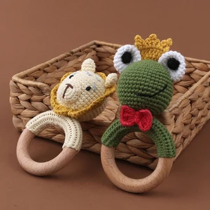 Baby Beech Wooden Teether Mobile Pram Crib Ring DIY Crochet Rattle Bracelet Soother Infants Teething in Pakistan