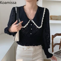 koamissa lace women elegant shirt long sleeves fashion office lady chic korean blouse single breasted spring autumn blusas 2022