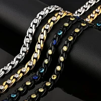 JEWE Men's Gemstone Cuban Link Chain 5A CZ Iced Out Gold Plated Durable Anti-Tarnish Everlasting Shine Hip Hop Rapper Jewelry