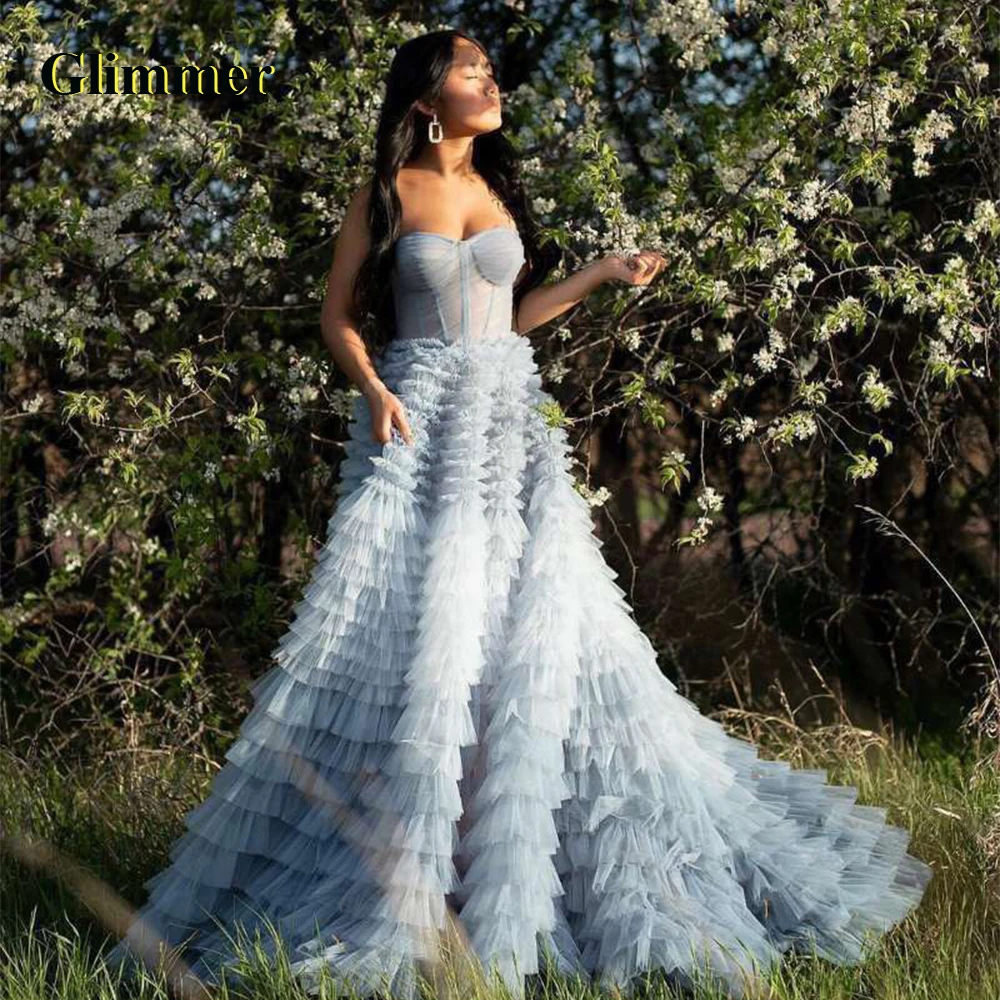 

Glimmer Attractive Tiered Evening Dresses Formal Prom Gowns Custom Made Special Occasion Vestidos Fiesta De Noche Robe De Soiree