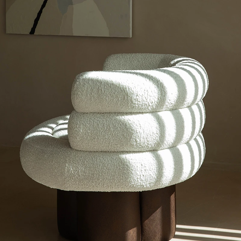 

Small Apartment Lambswool Fabric Color Matching Single-Seat Sofa Chair Simple Modern Single Designer Sofa