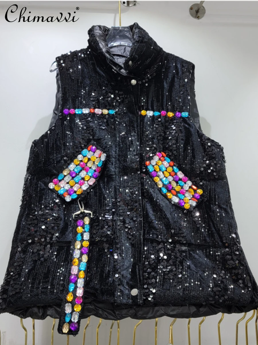 

Новинка Осень-зима 2023 корейский стиль воротник-стойка блестящий пуховик с хлопковой подкладкой уличная одежда свободный крой жилет