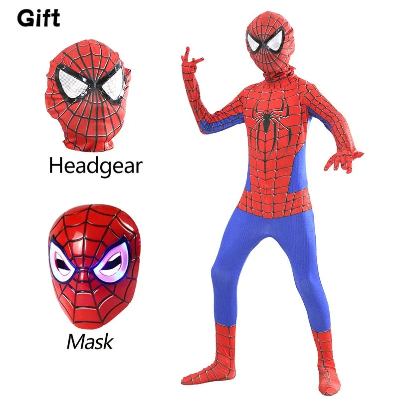 

Детский Костюм Супергероя человека-паука, комплект осветительной маски, удивительный 3D стиль, костюм для косплея на Хэллоуин для мальчиков ...