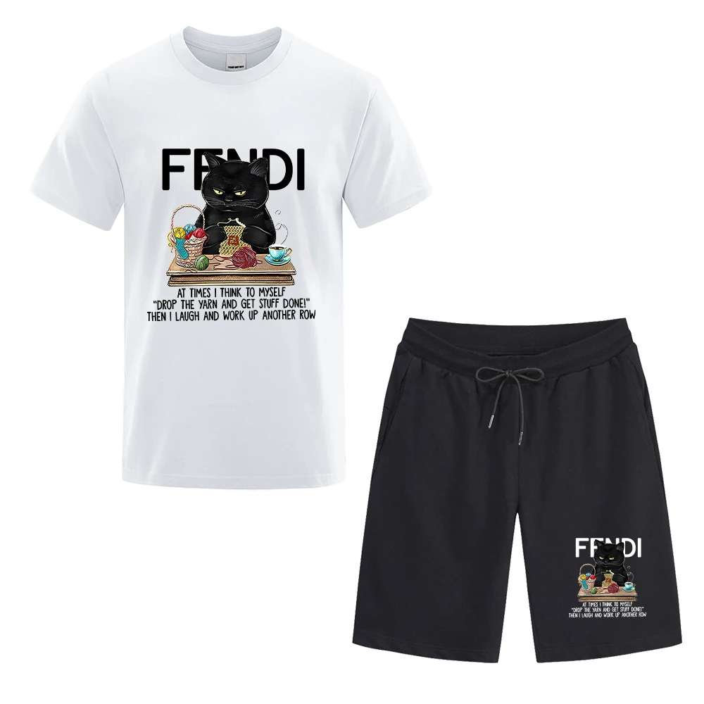 2023 Summer Men T-shirt Shorts Set Casual T-shirt Tracksuit Luxury Printed Short Sleeve Top Pants Tracksuit Streetwear Oversized