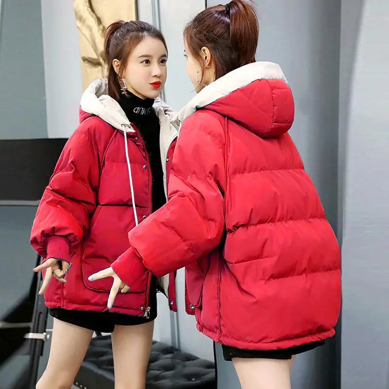 Women's Parkas 2023 New Winter Jacket Warm Coats Padded Jacket Clothes Hooded Thick Warm Down Cotton Coat Female Outwear A09