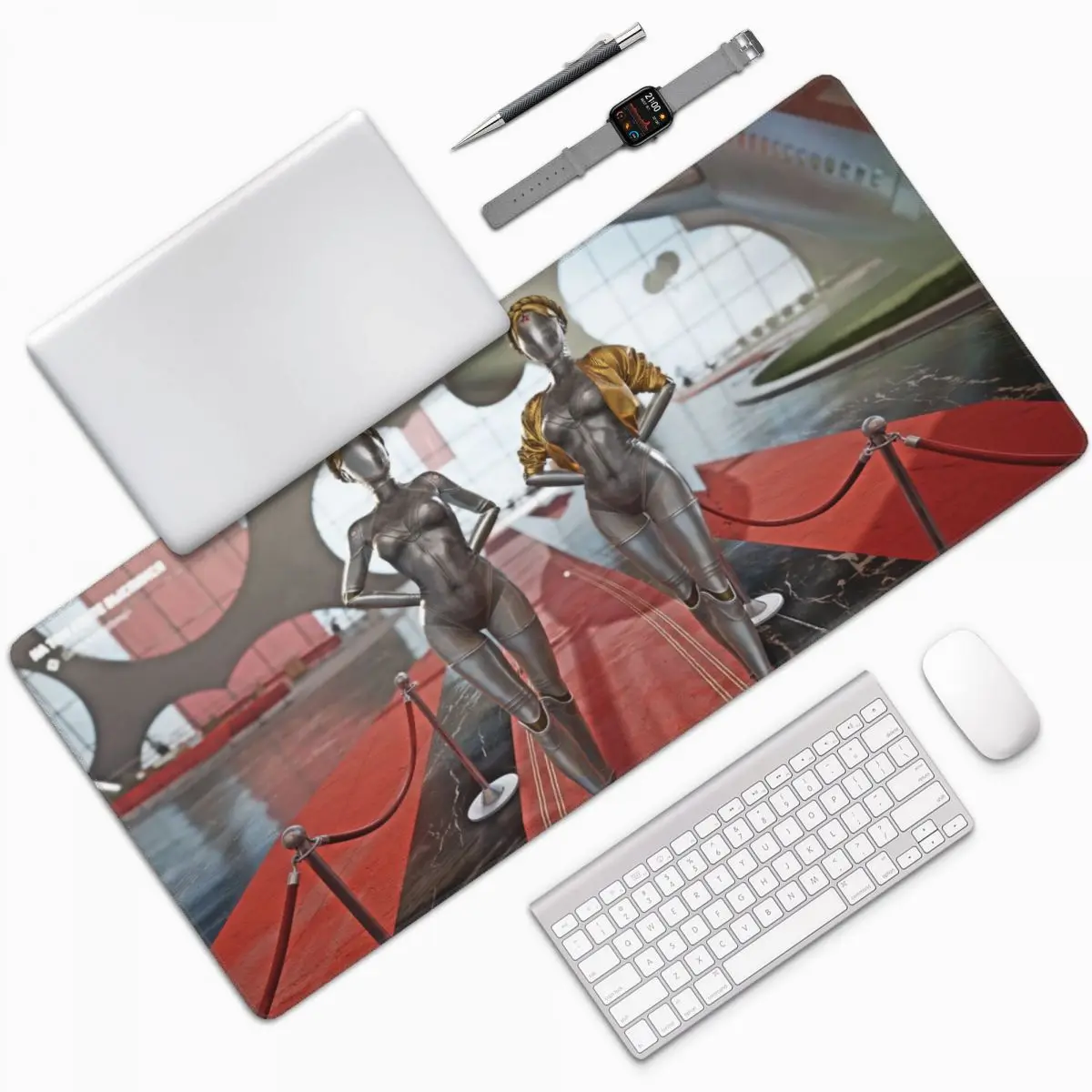 

Atomic Heart Game Robot Keyboard Desk Mat Mousepad the Twins Big Gaming Non-Slip Rubber Computer Mouse pad
