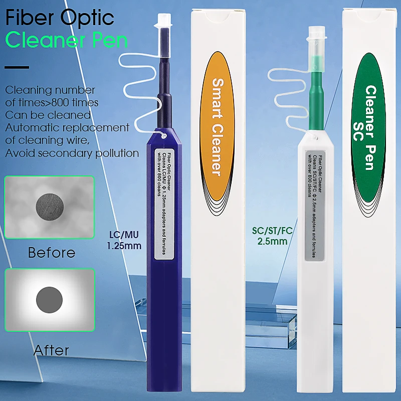

5pcs/lot 1.25mm 2.5mm LC SC FC ST One Click Optic Fiber Cleaner Pen Connectors Adapters and Ferrules 800 times