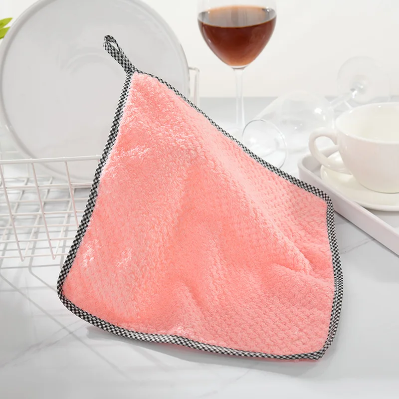 

2Pcs 25X25Cm Scouring Pad Multifunctional Kitchen Cleaning Cloth Non-Oily Dish Towel Edging Microfiber Cloth Kitchen Cleaning