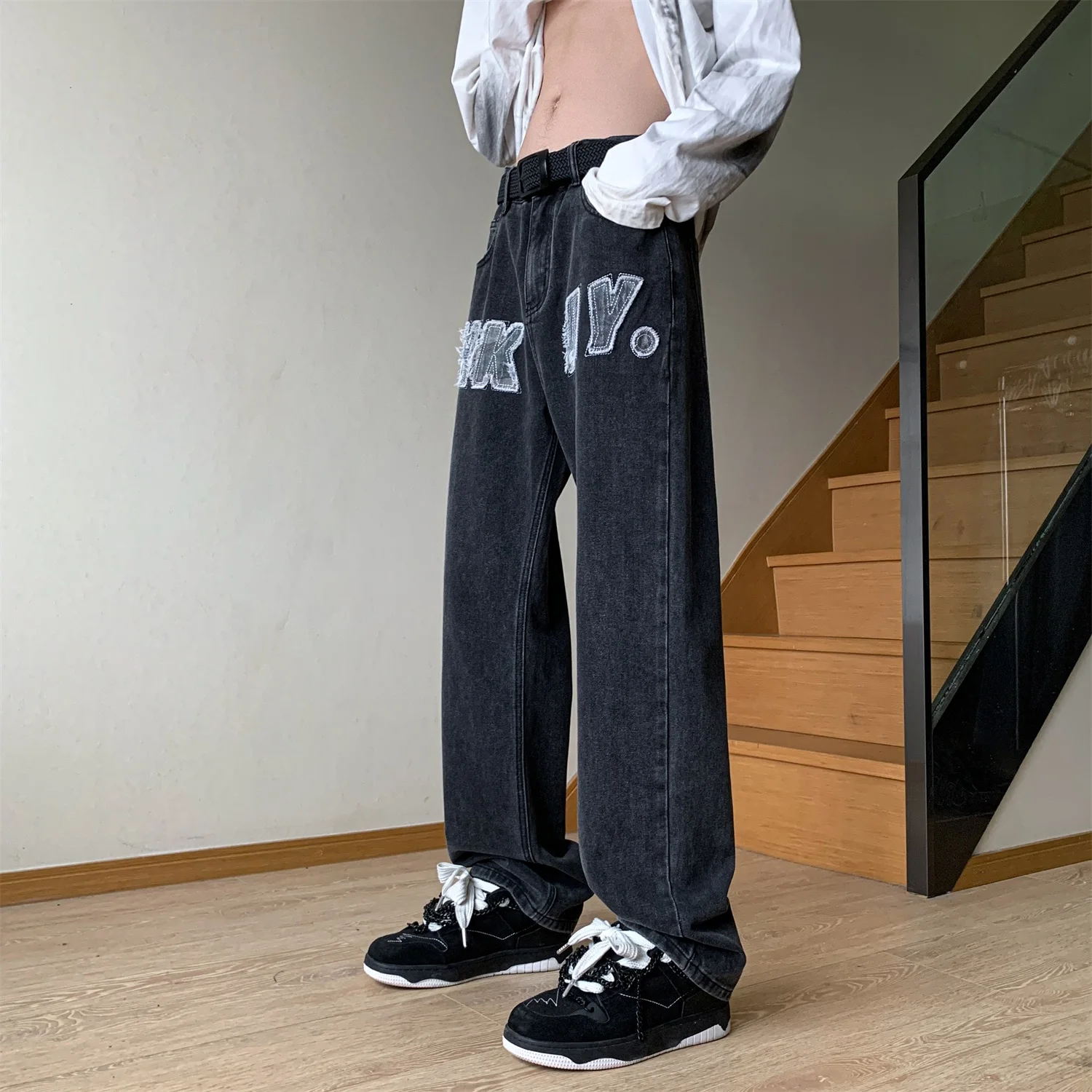 2023 Fashion Jeans For Men Y2k Streetwear Baggy Jeans Man Hip Hop Youth Trousers Cross Denim Pants Men Cargo Pant Punk Clothing