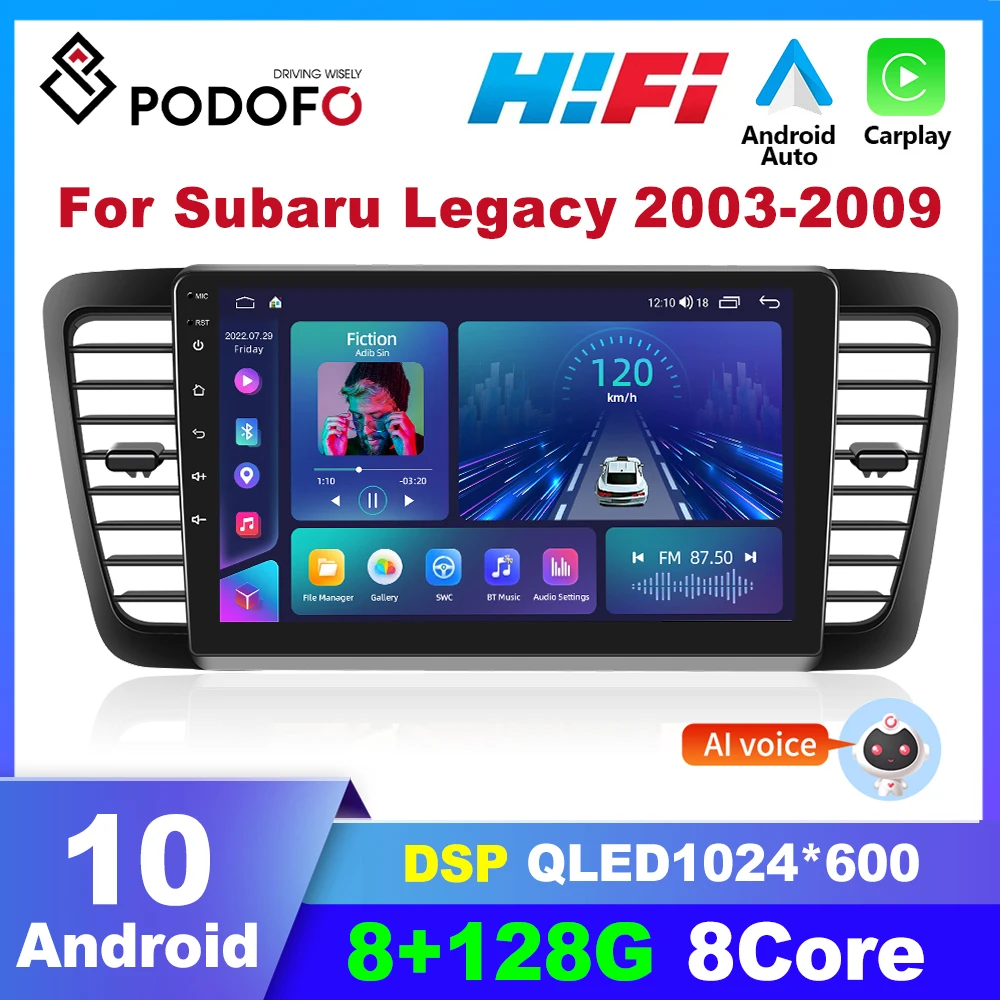 

Автомагнитола Podofo, 2DIN, Android, для Subaru Legacy 2003-2009, мультимедийный плеер, Автомагнитола для Carplay, Авторадио, GPS-навигация, DSP