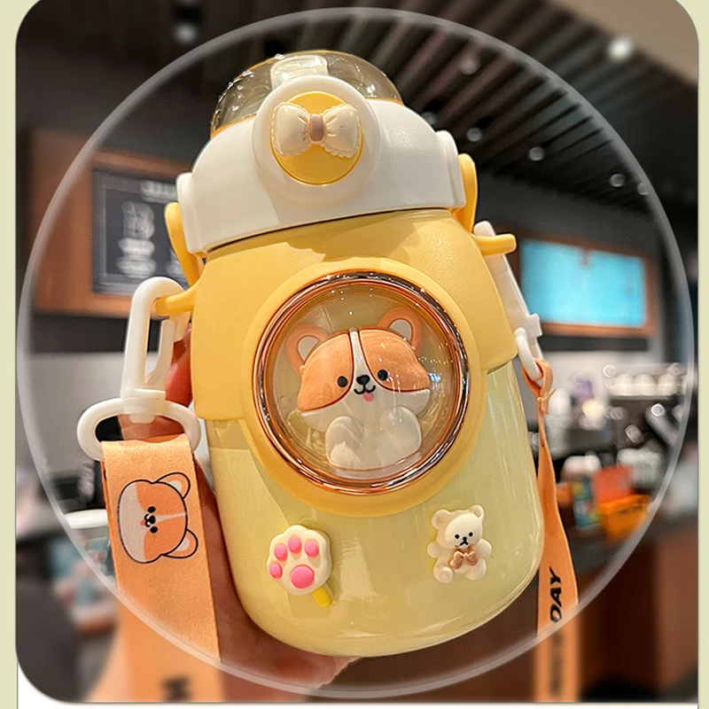 

700ml Kawaii Stainless Steel Thermal Bottle Tumbler Portable Thermos Insulated Hot Cold Water Bottle Vacuum Flask For Kids Girl