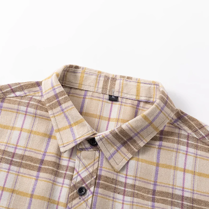 Рубашка мужская хлопковая фланелевая в клетку свободная повседневная Уличная