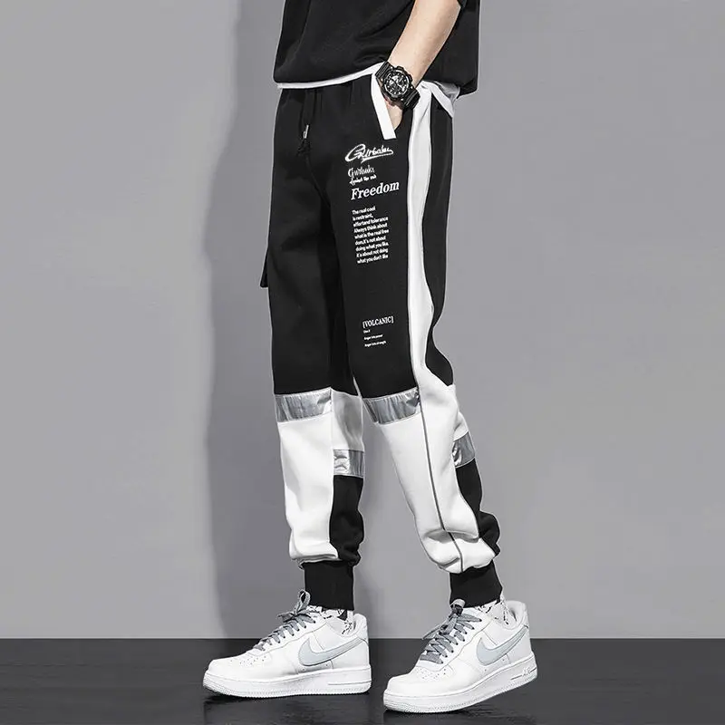 

Sports Pants Men's Reflective Fashion Ankle-Tied Sweatpants Men's Trendy Loose Casual Men's Sports Pants Men's Casual Trousers S