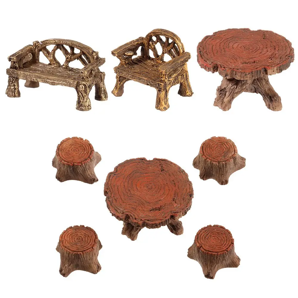 

Миниатюрные стулья, стол и стулья, креативный набор, миниатюрный Ландшафтный декор, Сказочная садовая мебель, комплект украшений аксессуар...